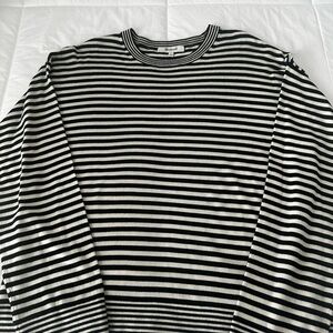 Madewell Black and Cream Striped Crew Neck Sweater-SOLD!